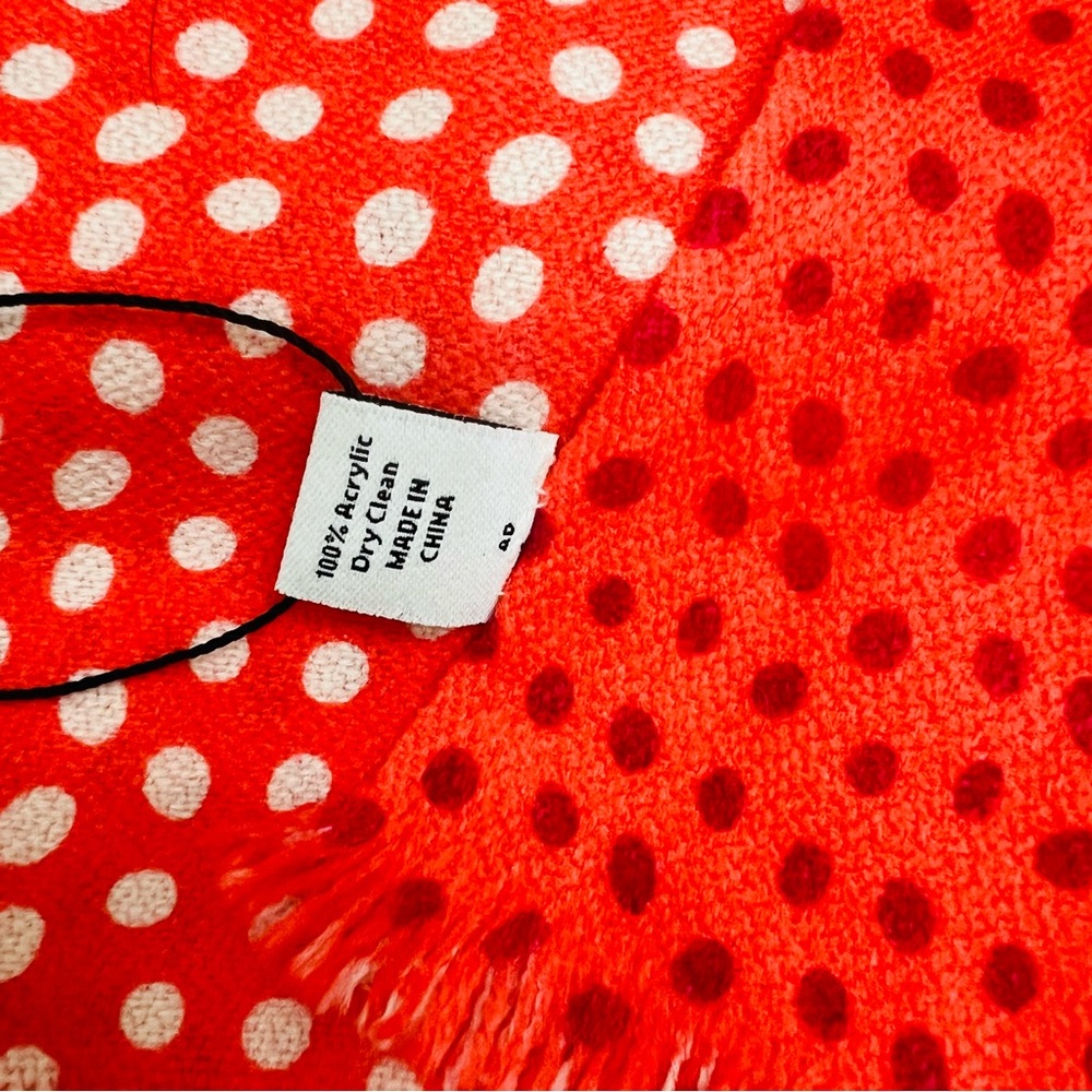 NWOT!! Vera Bradley Coral Meadow Reversible Polka Dots Print Scarf - Picture 6 of 7